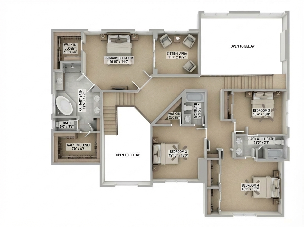 Upper level floor plan